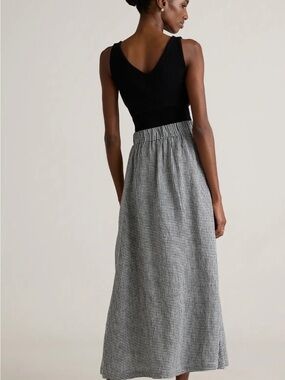Quince Black and White Gingham Maxi Skirt